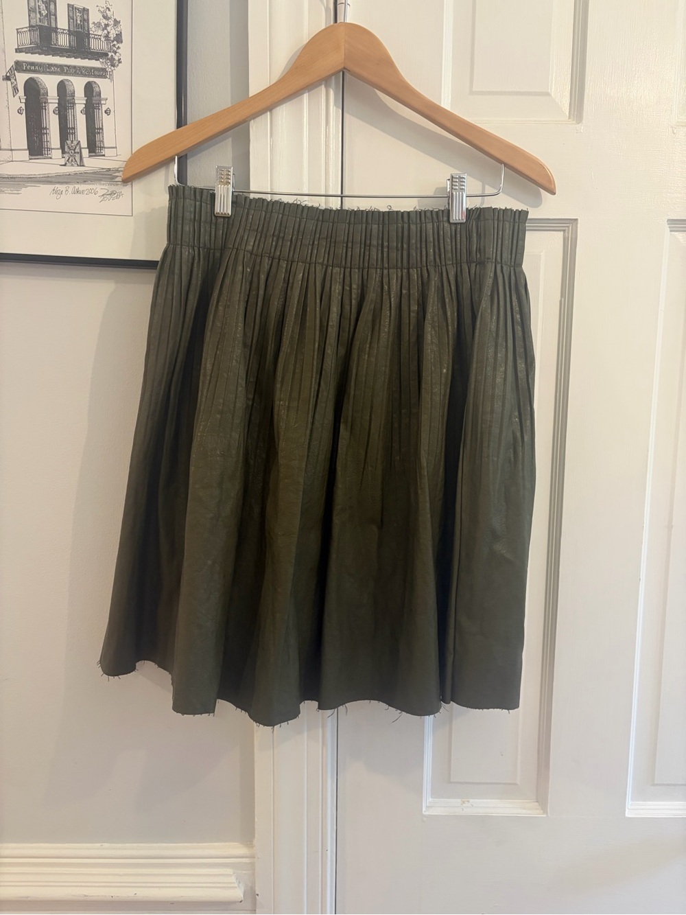 Anthropologie Women’s Olive Green Gathered Skirt